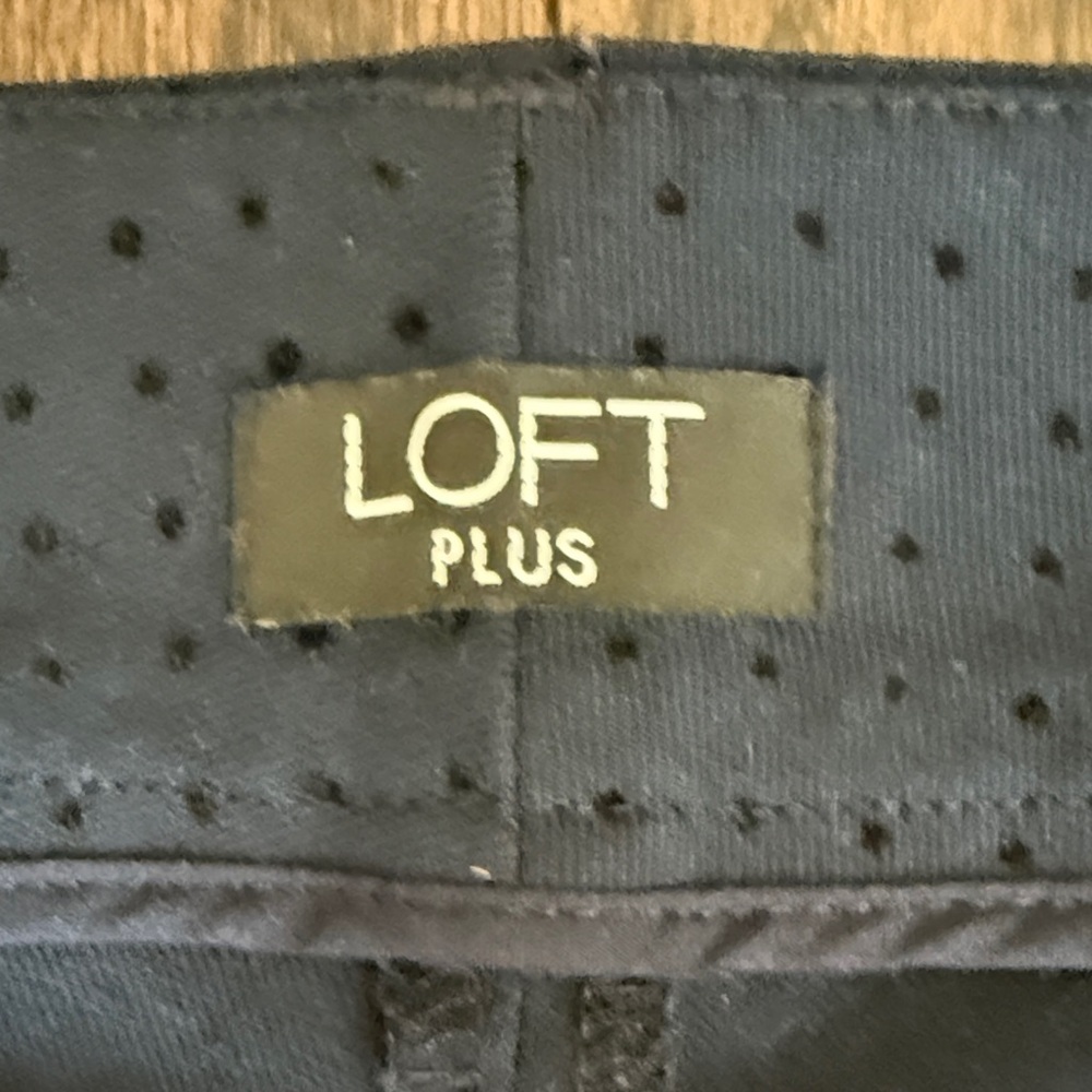 LOFT Plus Dark Blue Pants with Black Dots - Picture 2 of 12